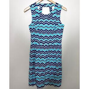 Vineyard Vines Mini Dress Whale Tail Chevron Sleeveless Womens Size 2 Blue White
